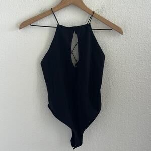 ASOS Design Keyhole Front Strappy Back Low Back Thong Bodysuit Black US 4